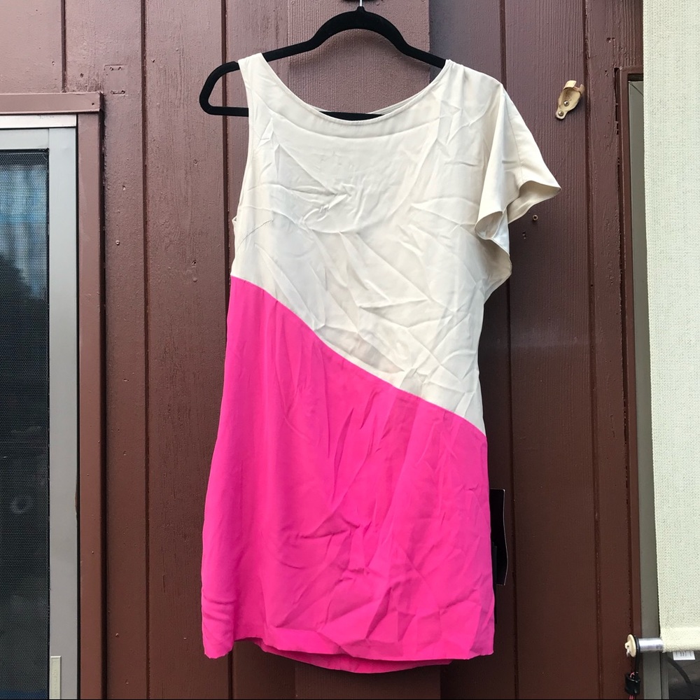 Colorblock one shoulder dress